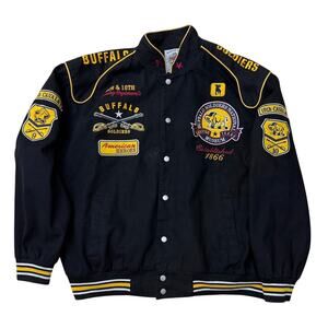 Big Boy Gear Buffalo Soldiers Black Yellow varsity letterman Jacket Size Large